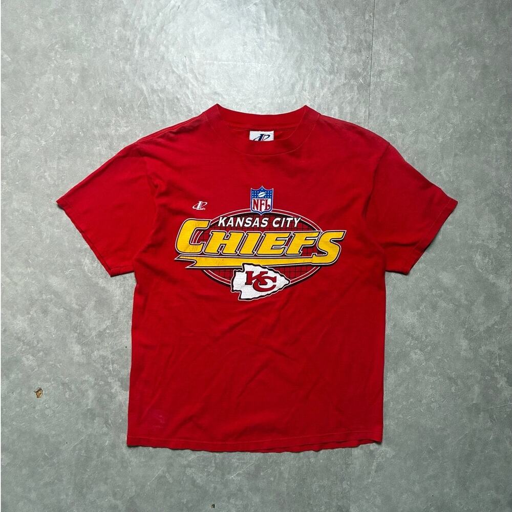 90s Vintage Kansas City Chiefs Logo Athletic Red T-Shirt -L